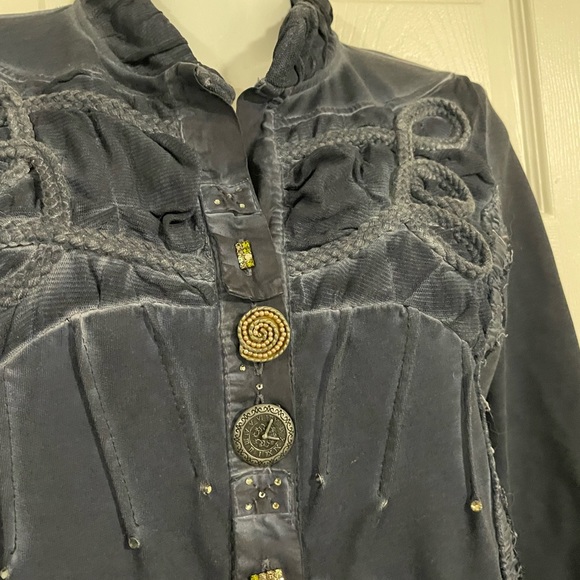 Elisa Cavaletti designer stretch embellished blue jacket size large - Picture 3 of 4